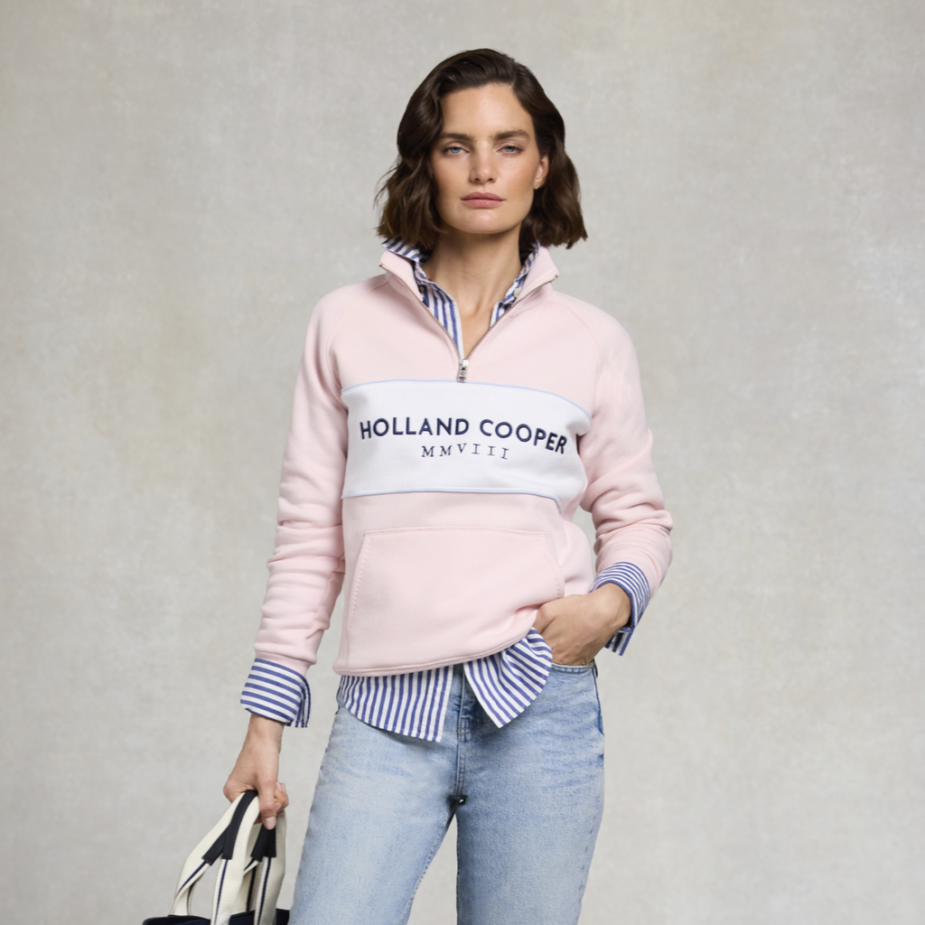 Holland Cooper Ladies Sporting Heritage Zip Henley - Pink