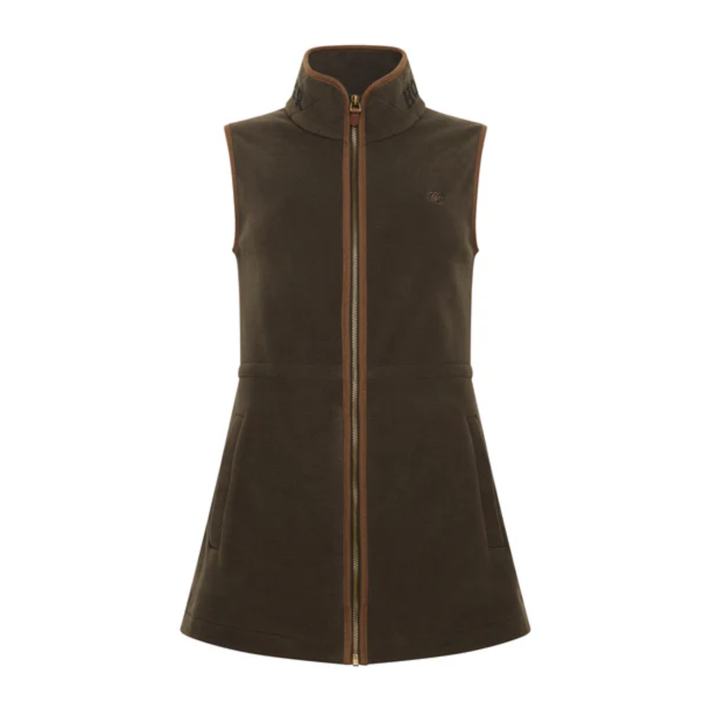 Holland Cooper Ladies Country Longline Fleece Gilet - Khaki