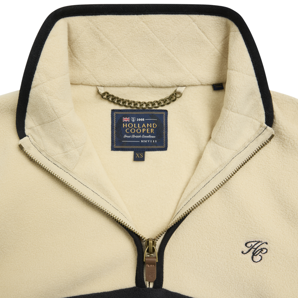 Holland Cooper Ladies Country Quarter Zip Jacket - Ecru Navy