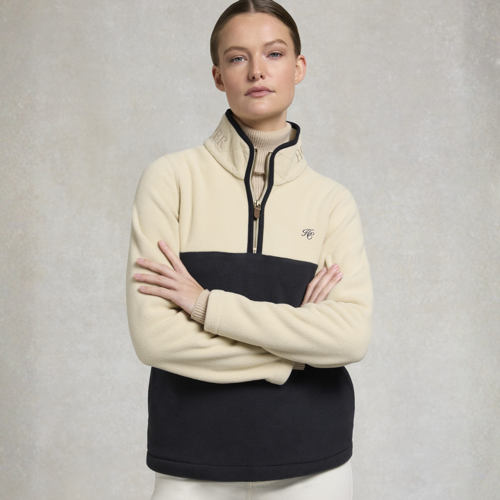 Holland Cooper Ladies Country Quarter Zip Jacket - Ecru Navy