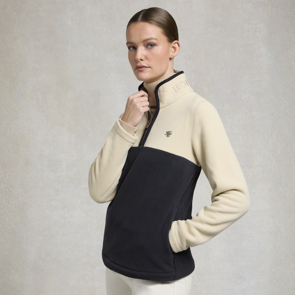 Holland Cooper Ladies Country Quarter Zip Jacket - Ecru Navy