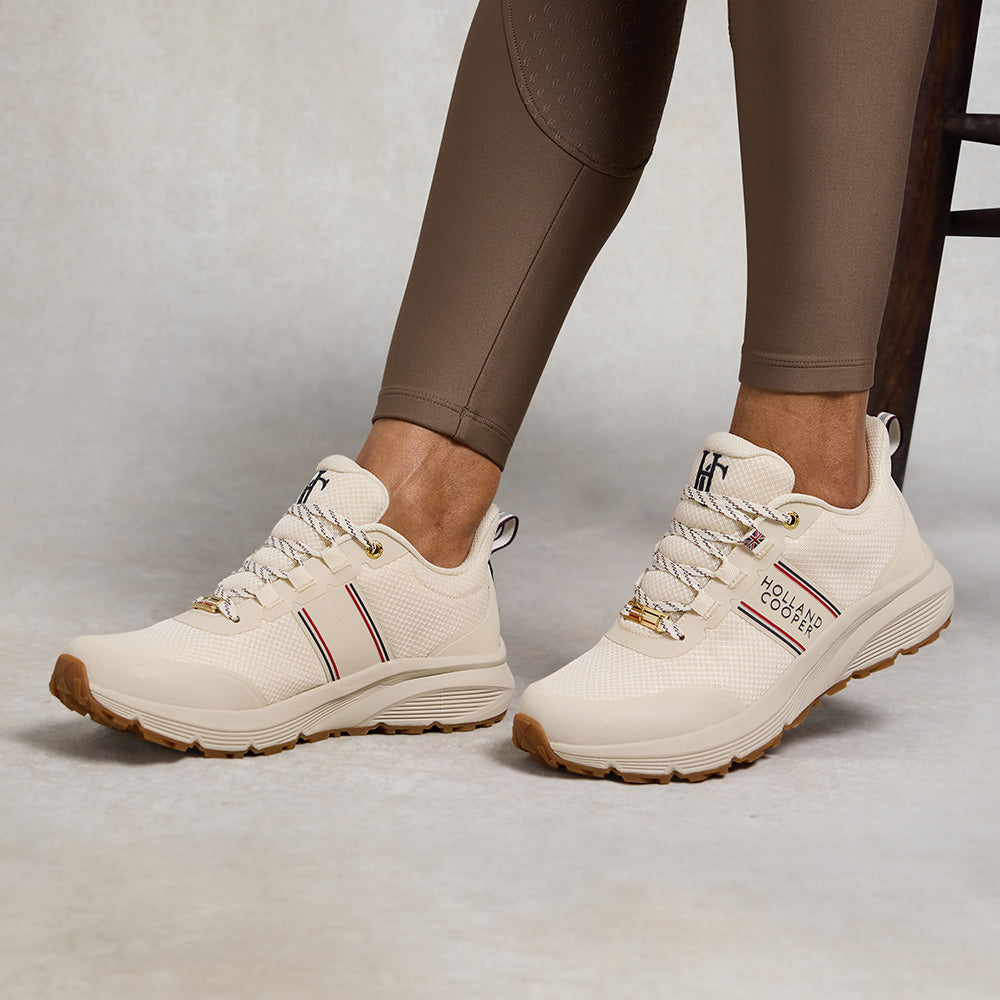 Holland Cooper Ladies Burghley Waterproof Trainer - Ecru