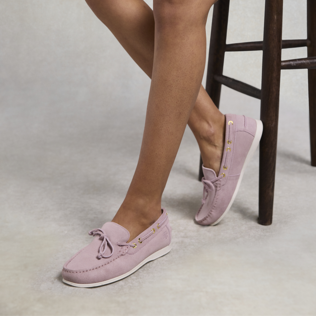 Holland Cooper Ladies Deck Shoe - Blush Suede
