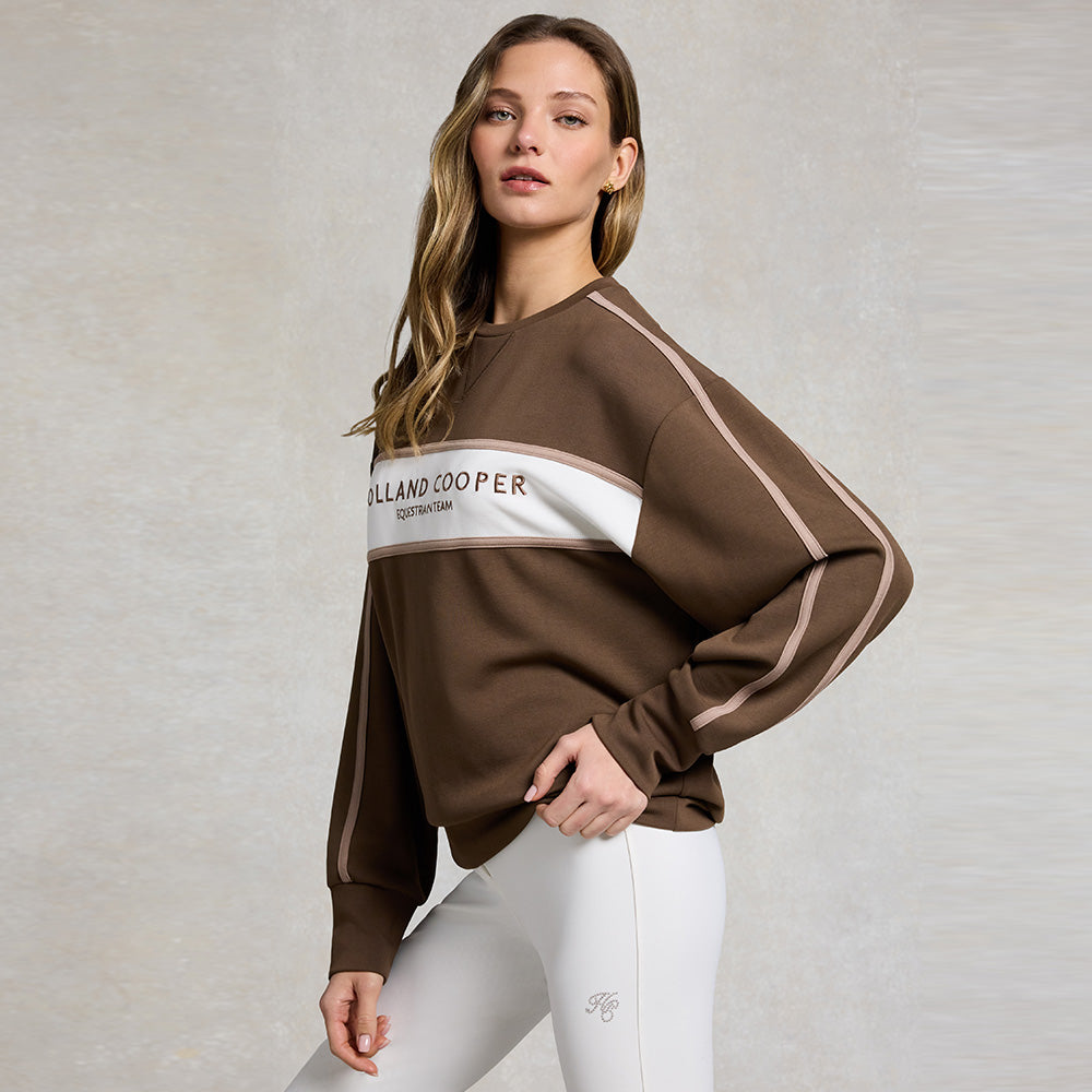 Holland Cooper Ladies Equestrian Crew Neck Sweat - Chestnut