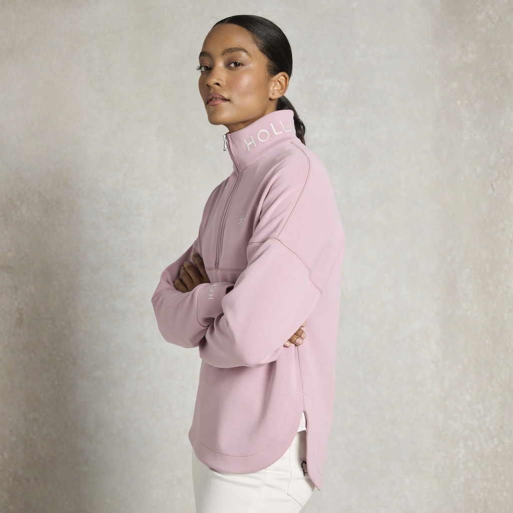 Holland Cooper Ladies Windsor Quarter Zip Sweat - Dawn Pink
