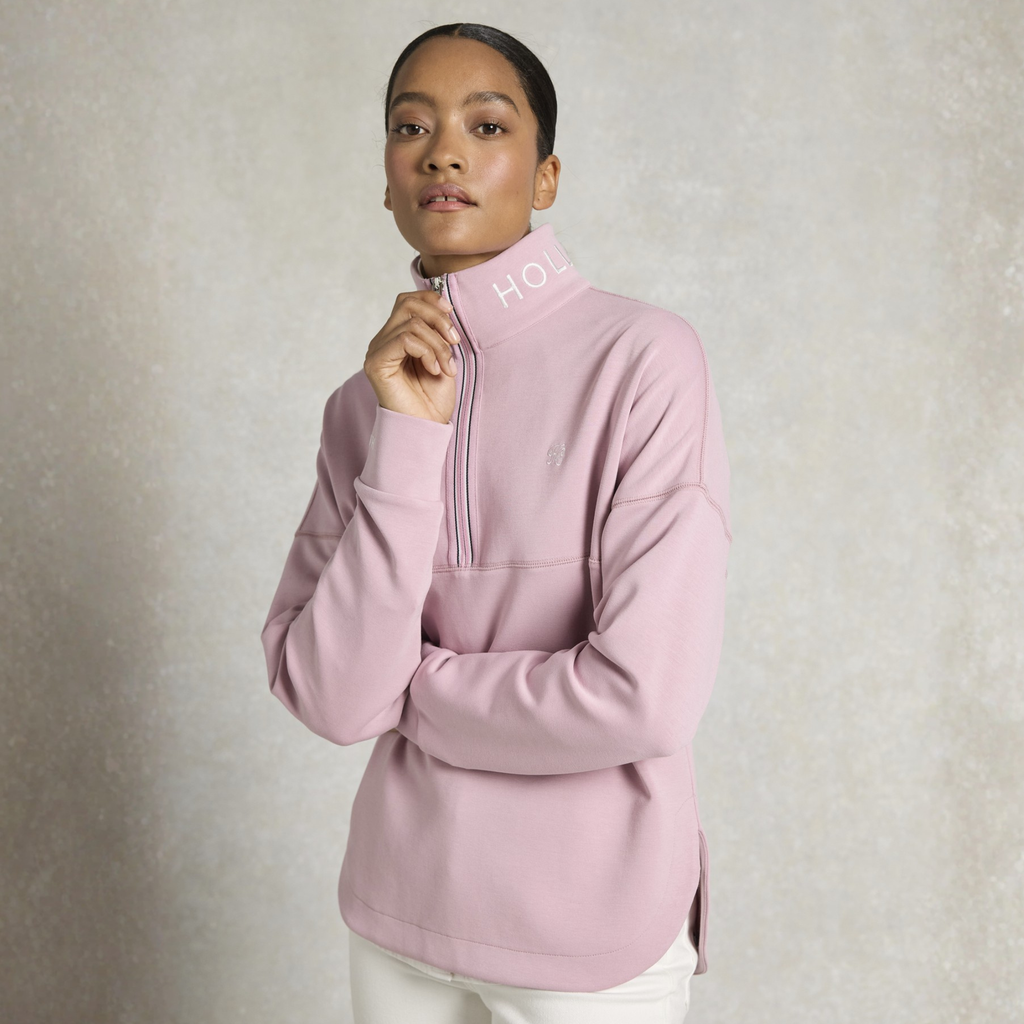 Holland Cooper Ladies Windsor Quarter Zip Sweat - Dawn Pink