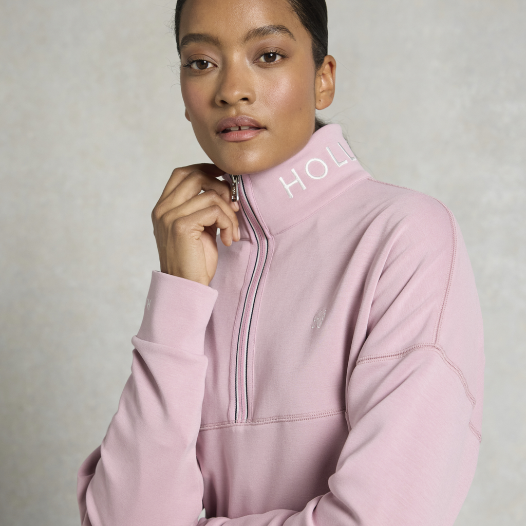 Holland Cooper Ladies Windsor Quarter Zip Sweat - Dawn Pink