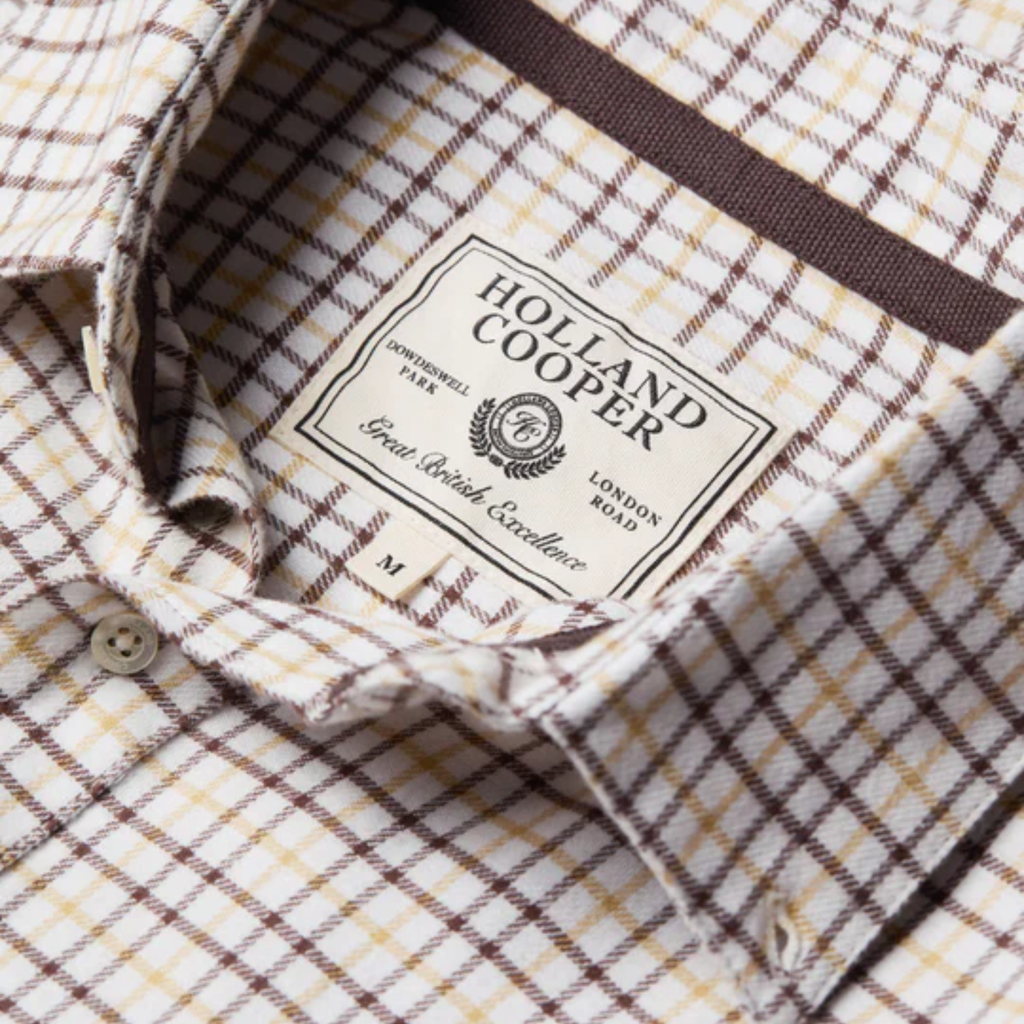 Holland Cooper Mens Classic Button Down Shirt - Cheltenham Camel Check