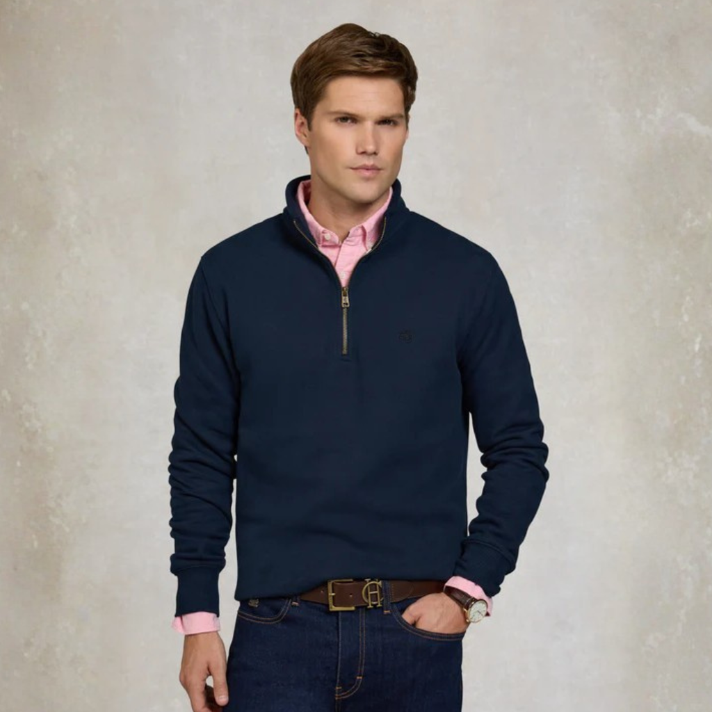 Holland Cooper Mens Quarter Zip Sweat - Ink Navy