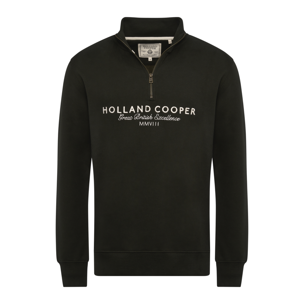Holland Cooper Mens Sporting Goods Zip Henley - Racing Green