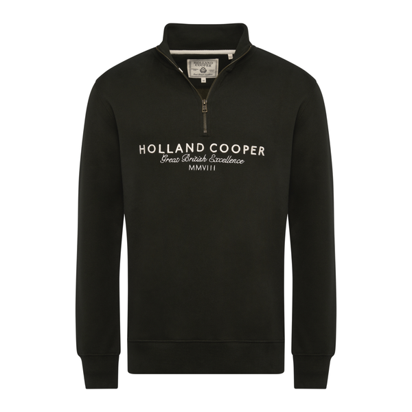 Holland Cooper Mens Sporting Goods Zip Henley - Racing Green
