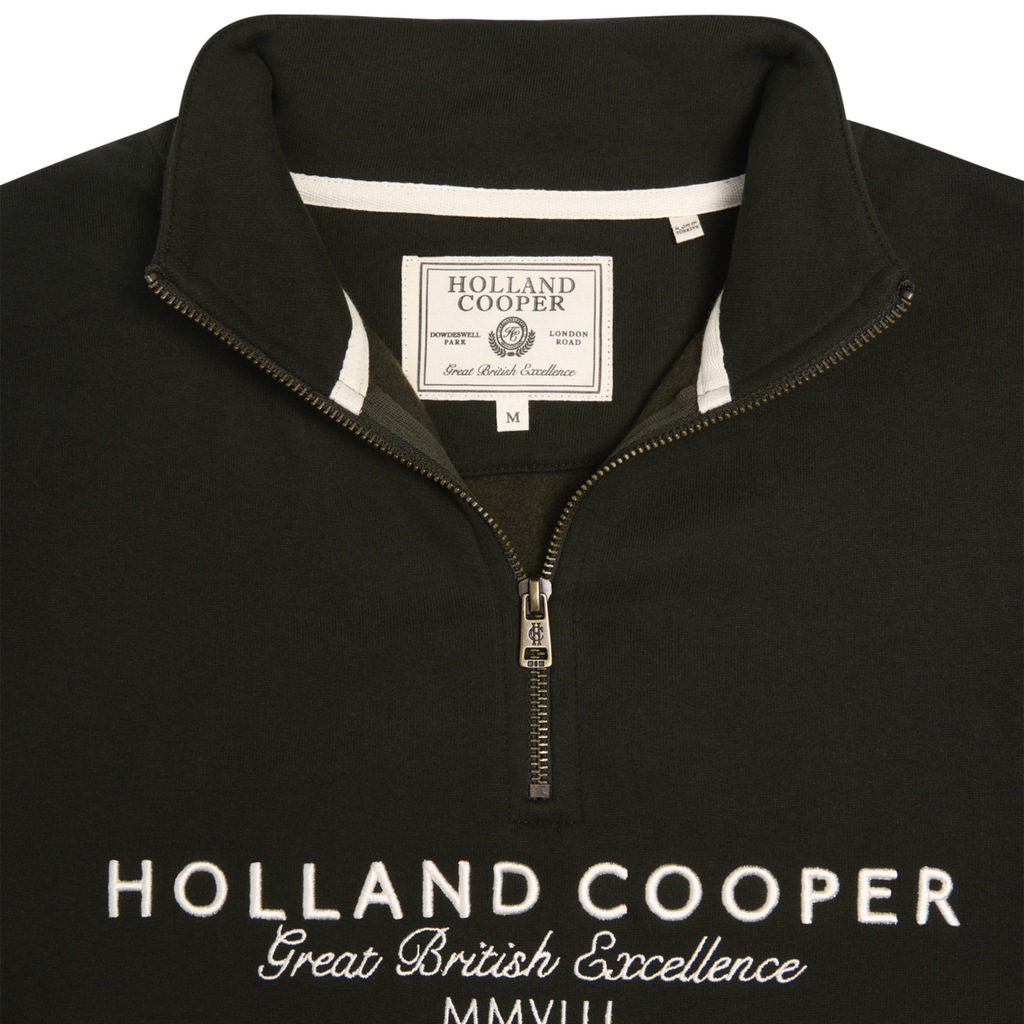 Holland Cooper Mens Sporting Goods Zip Henley - Racing Green