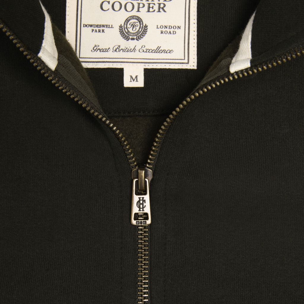 Holland Cooper Mens Sporting Goods Zip Henley - Racing Green
