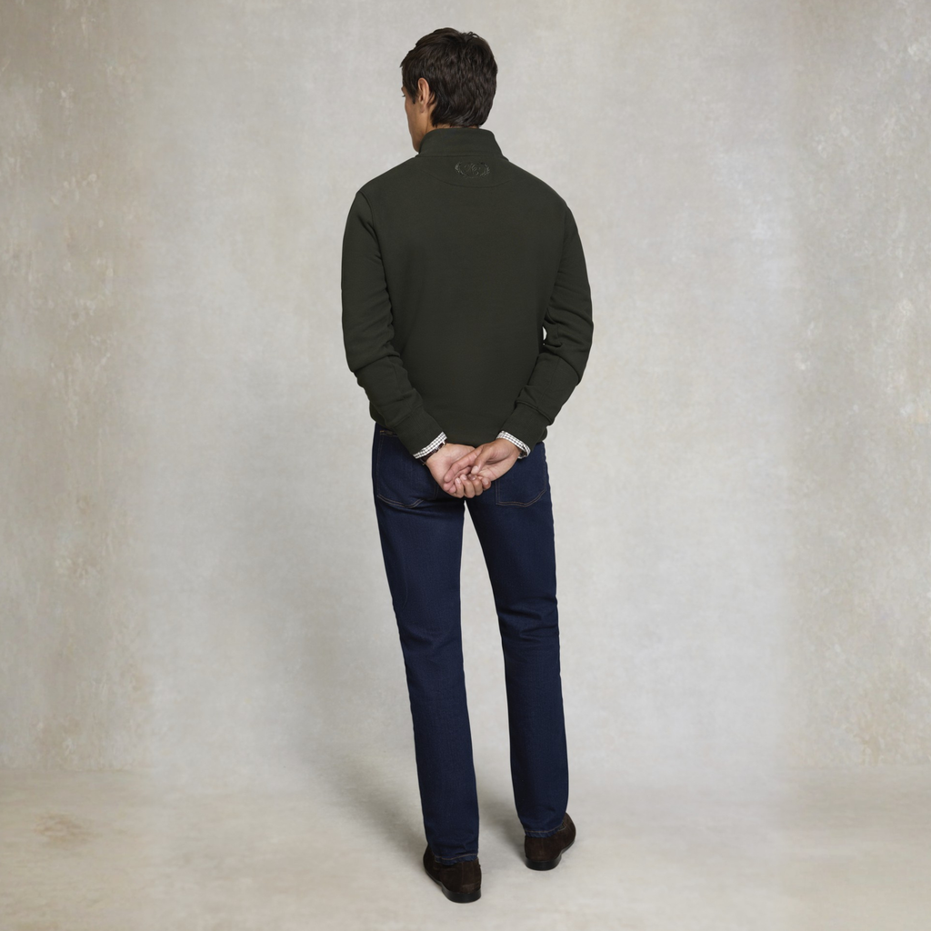 Holland Cooper Mens Sporting Goods Zip Henley - Racing Green