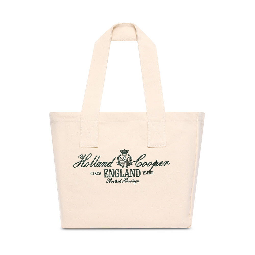 Holland Cooper Ladies Essential Tote Bag - Ecru Racing Green