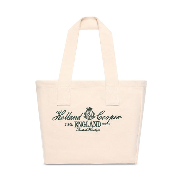 Holland Cooper Ladies Essential Tote Bag - Ecru Racing Green