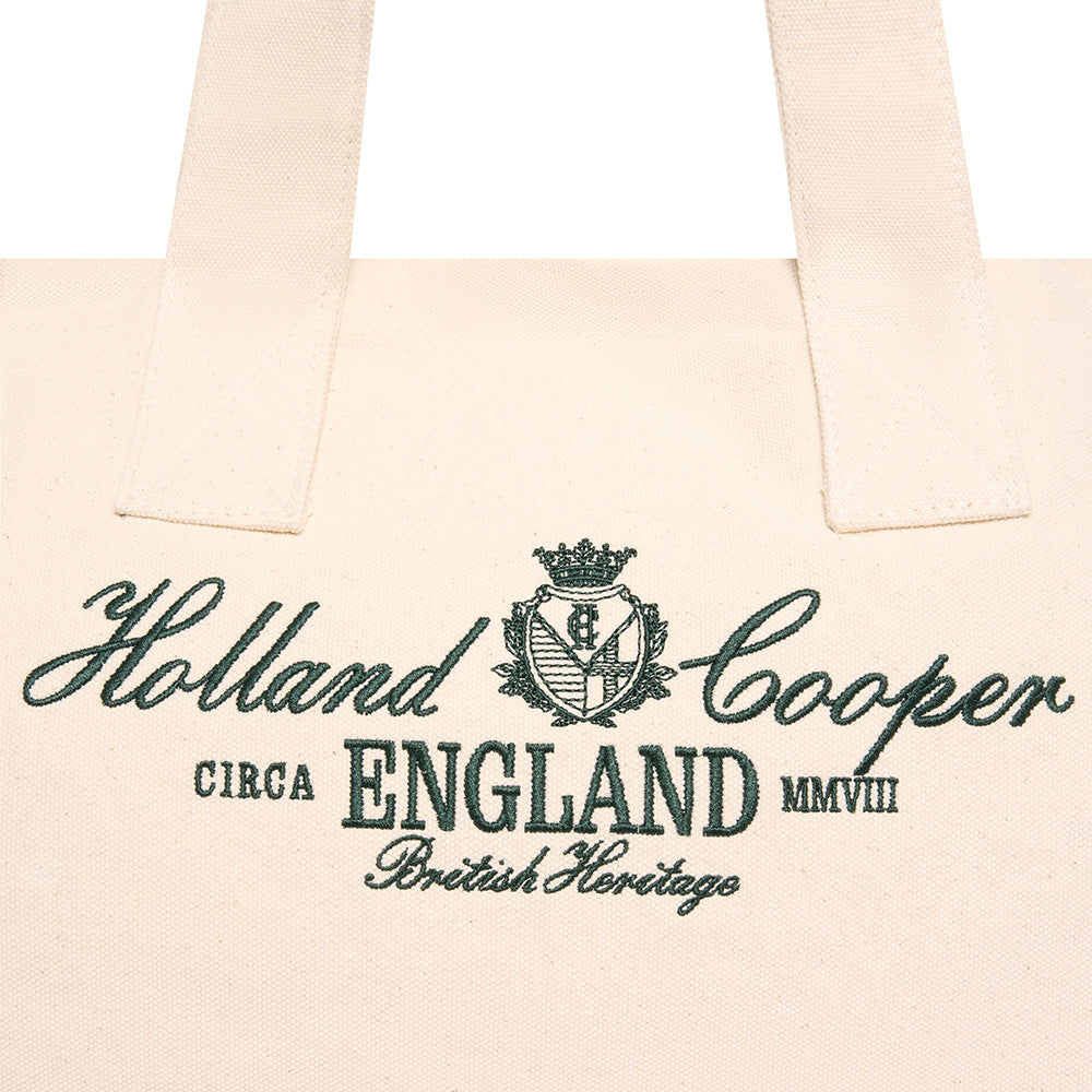 Holland Cooper Ladies Essential Tote Bag - Ecru Racing Green