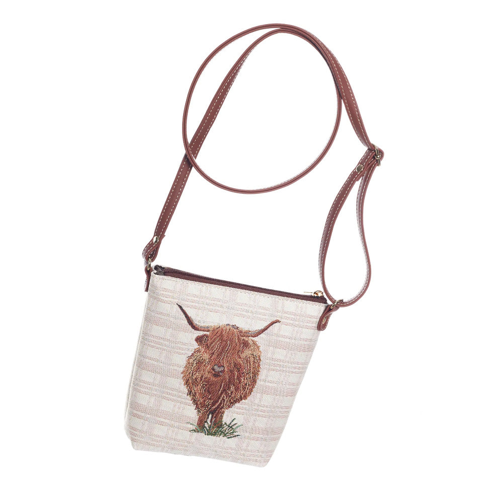 Signare Tapestry Highland Cow Sling Bag
