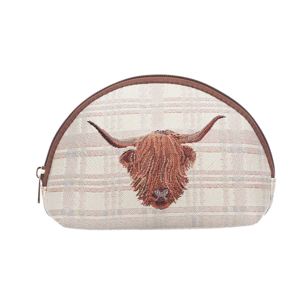 Signare Tapestry Highland Cow Cosmetic Bag
