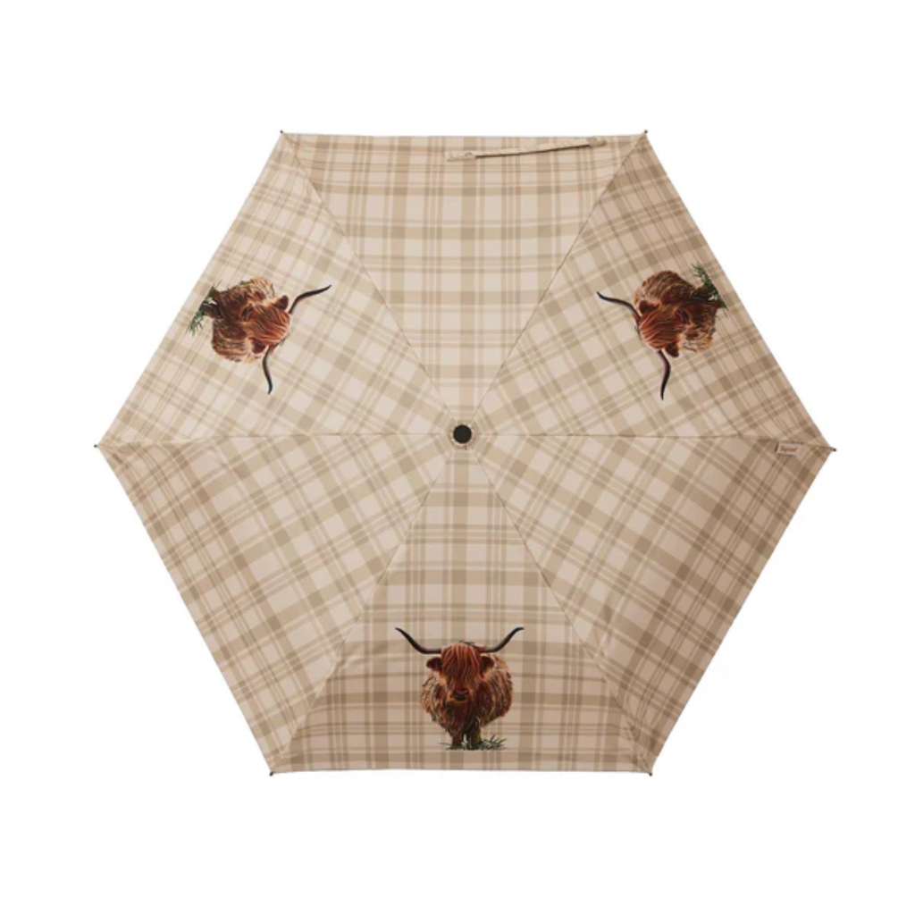 Signare Tapestry Highland Cow Automatic Folding Umbrella