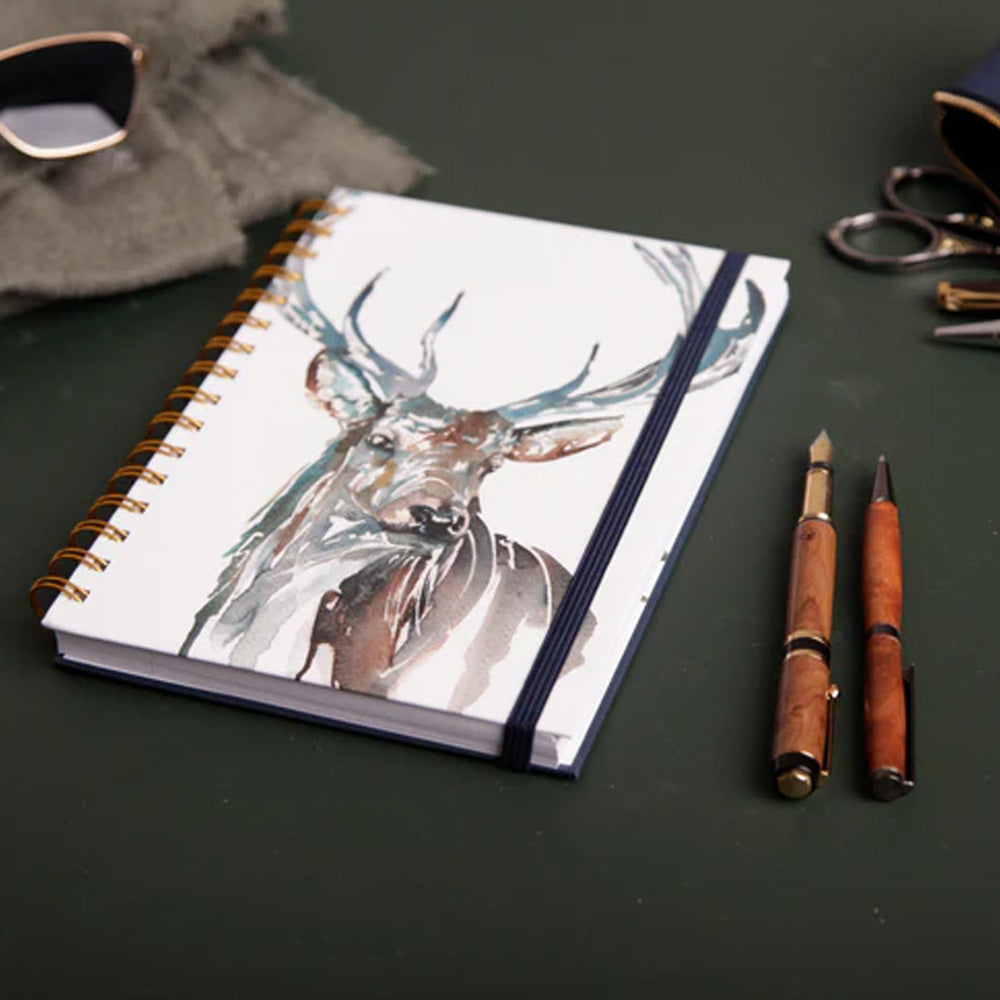 Meg Hawkins 'The Highlands' Stag Watercolour Design A5 Notebook