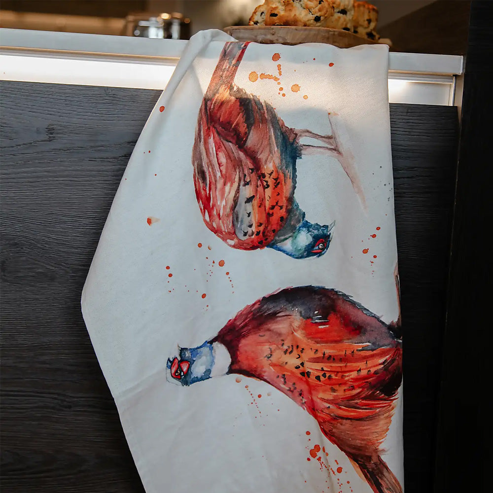 Meg Hawkins Cotton Teatowel - Pheasant Design