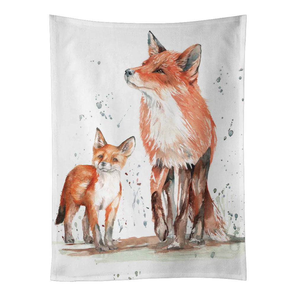 Meg Hawkins Fox and Cub Design Cotton Teatowel