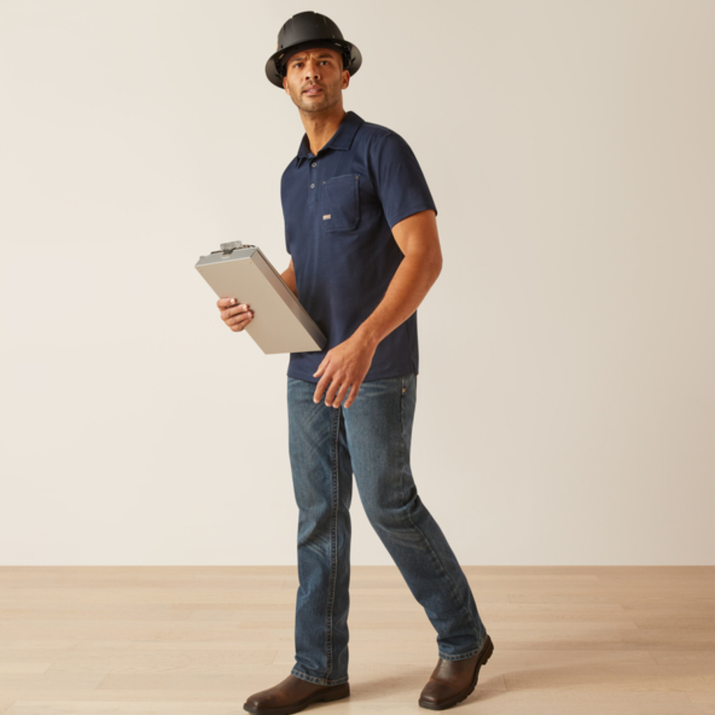 Ariat Mens Short Sleeve Foreman Polo - Navy
