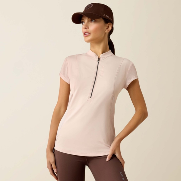 Ariat Ladies Breathe 1/2 Zip Cap Sleeve Base Layer - Sepia Rose