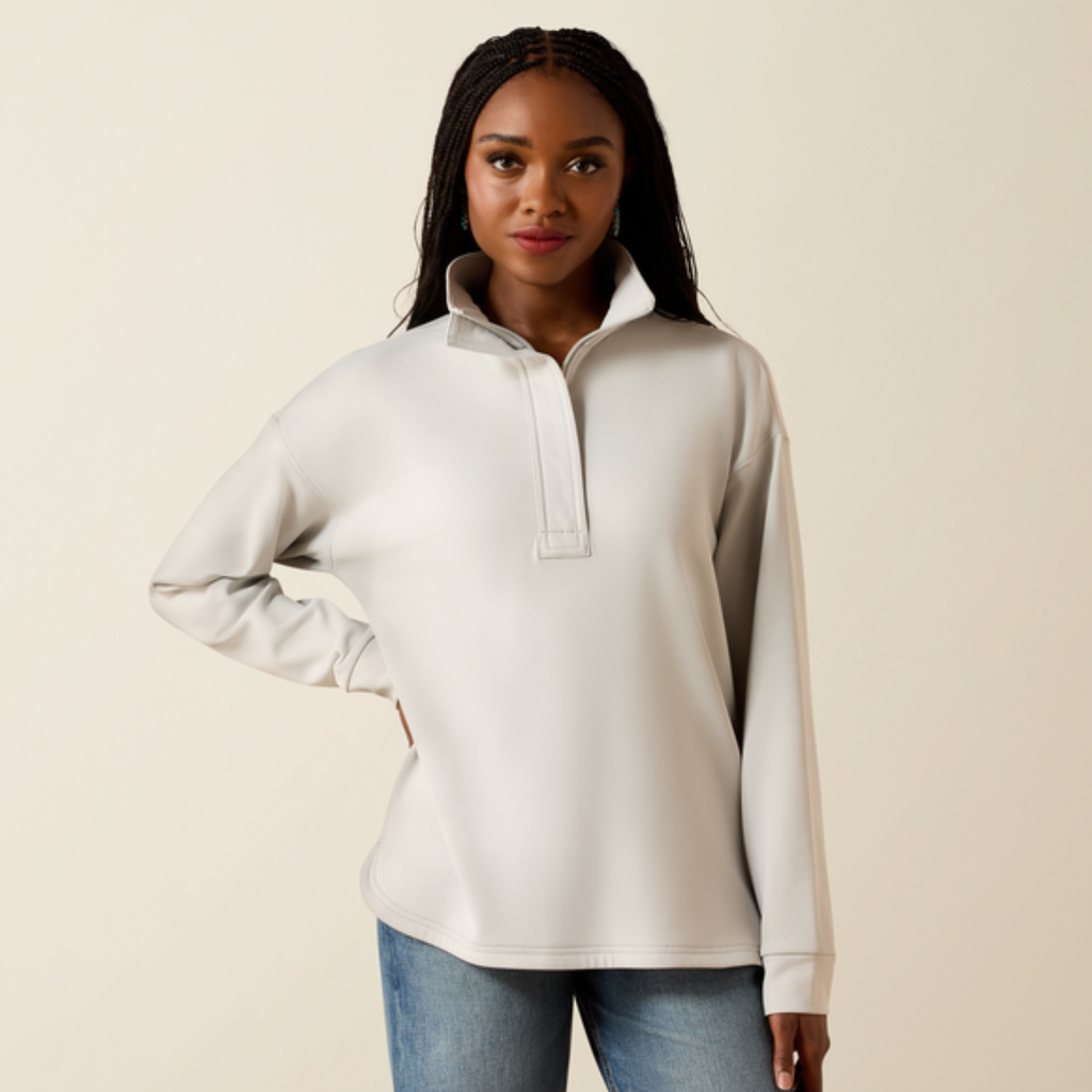 Ariat Ladies Breeze Logo 1/2 Zip Sweatshirt - Quiet Grey