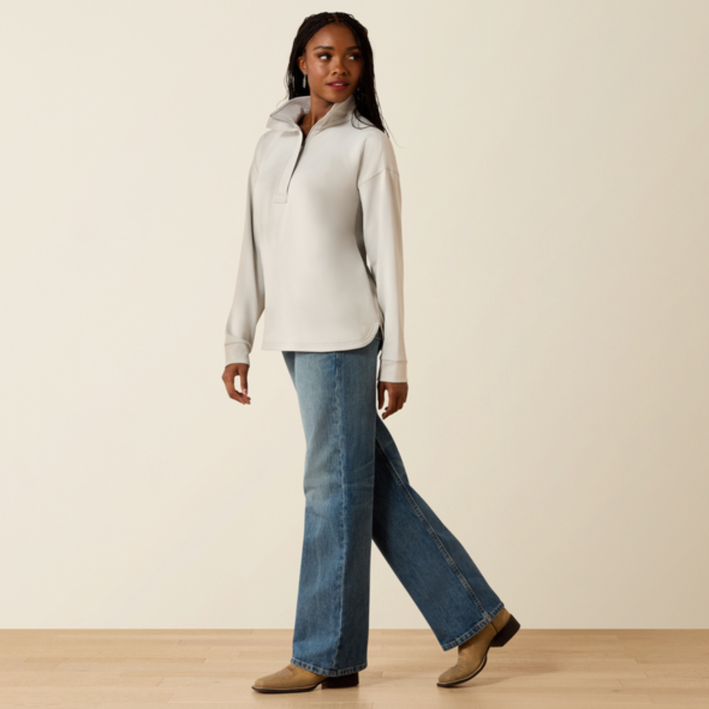 Ariat Ladies Breeze Logo 1/2 Zip Sweatshirt - Quiet Grey
