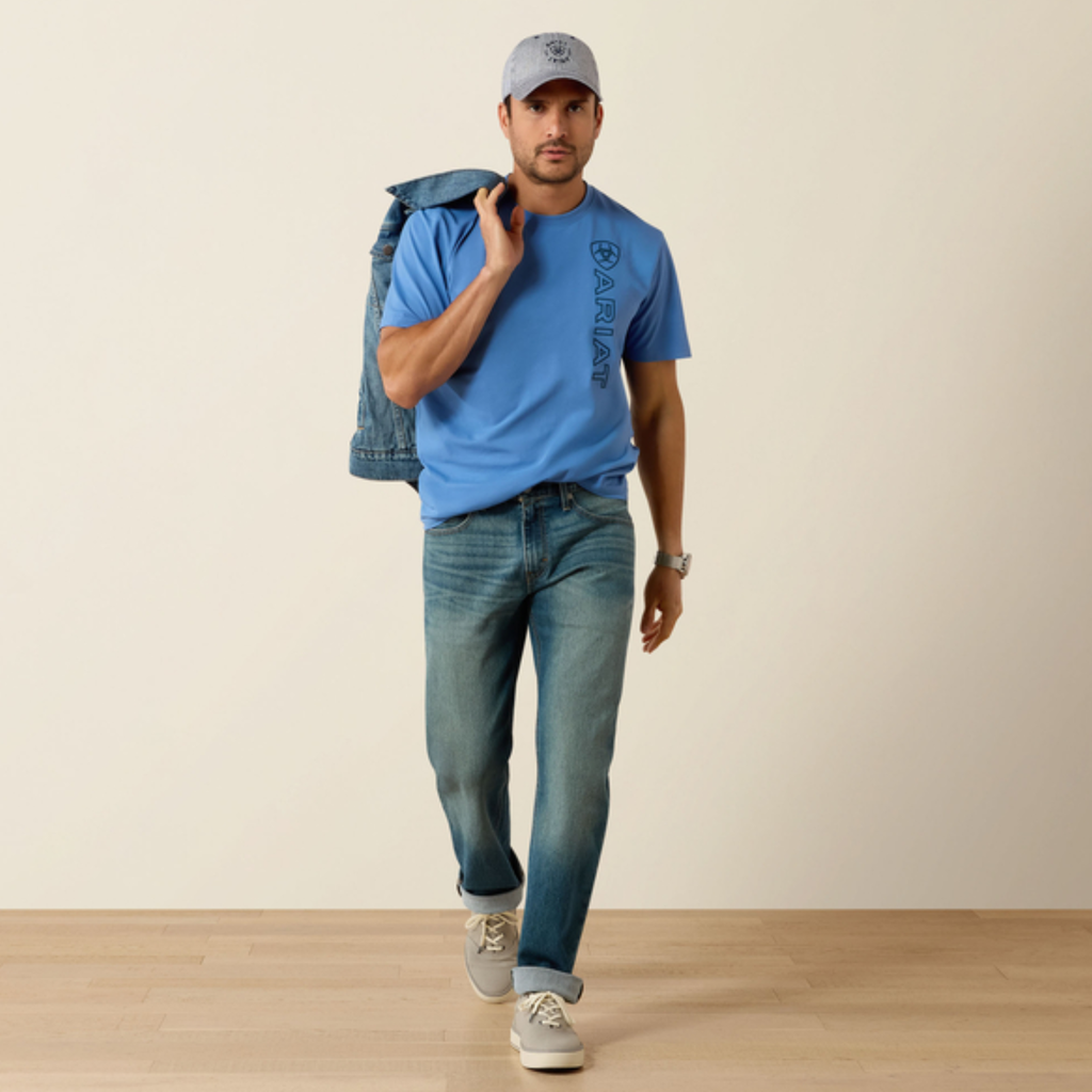 Ariat Mens Vertical Logo Tee - Riviera