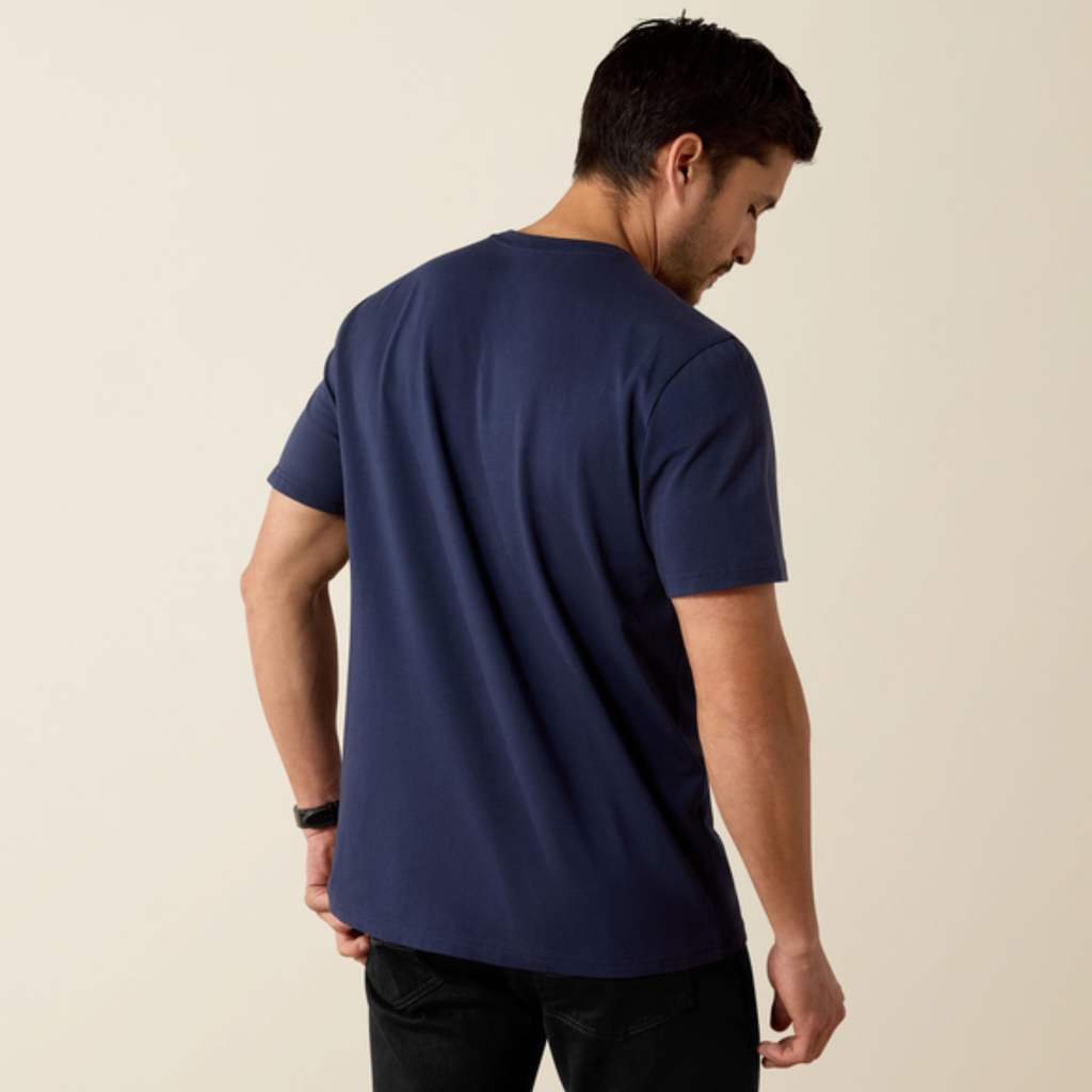 Ariat Mens Vertical Logo Tee - Navy