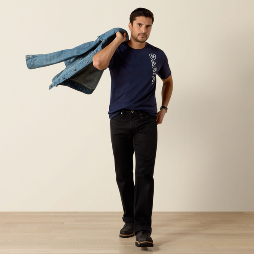 Ariat Mens Vertical Logo Tee - Navy