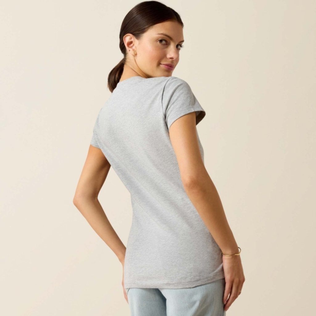 Ariat Ladies Vertical Logo Tee - Heather Grey