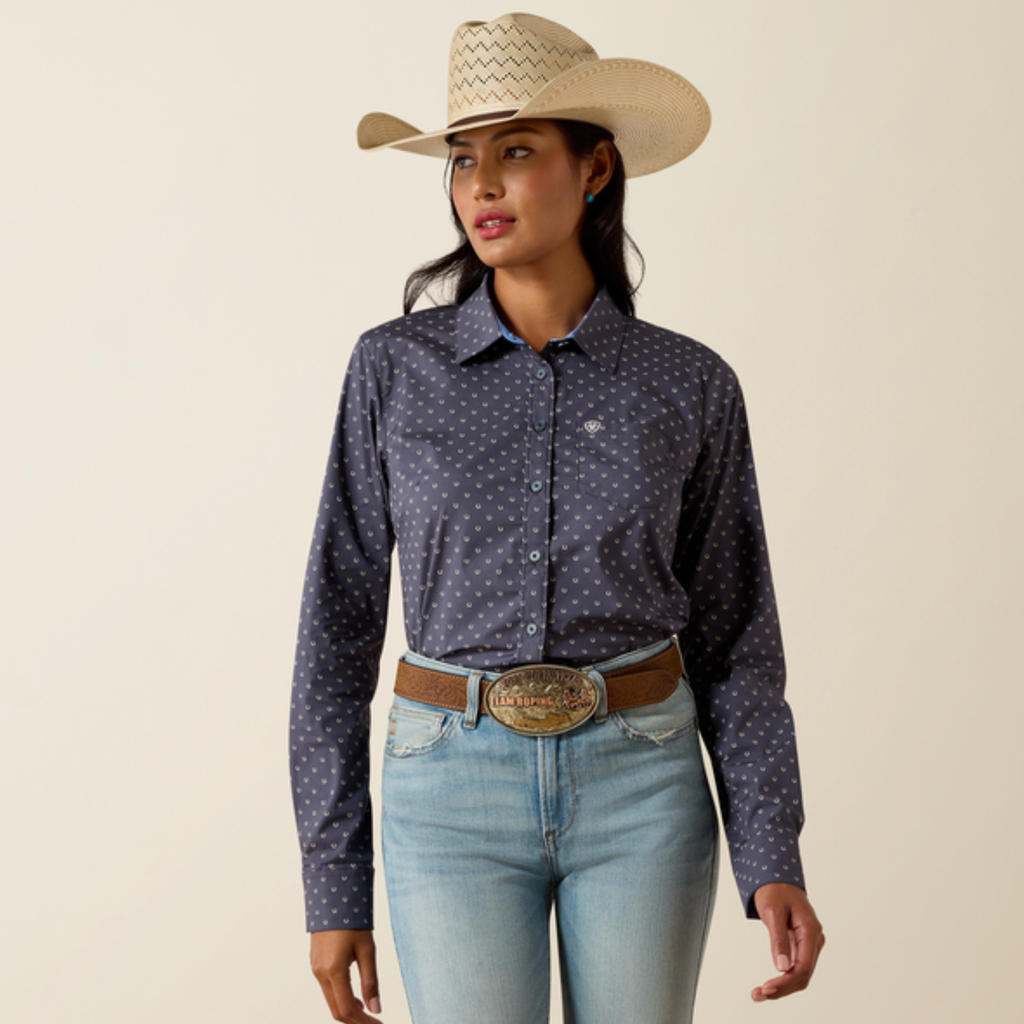 Ariat Ladies Kirby Shirt - Ombre Blue Horseshoe