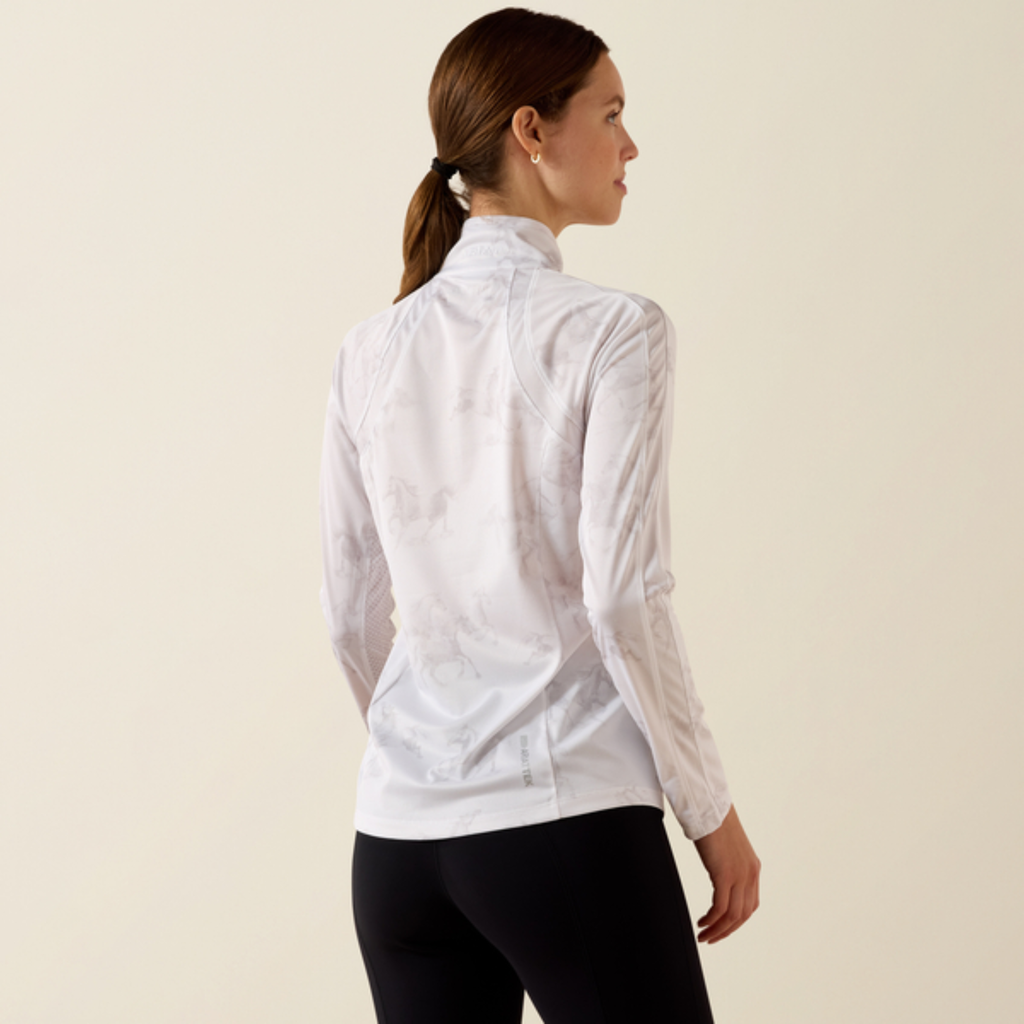 Ariat Ladies Sunstopper 3.0 1/4 Zip Baselayer - White Mirage Print