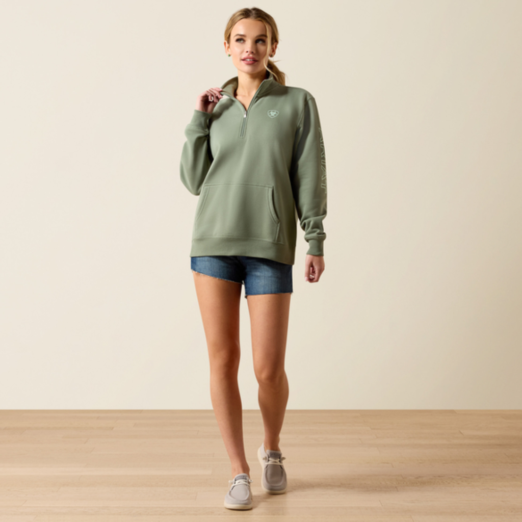 Ariat Ladies Logo 1/2 Zip Sweatshirt - Sea Spray