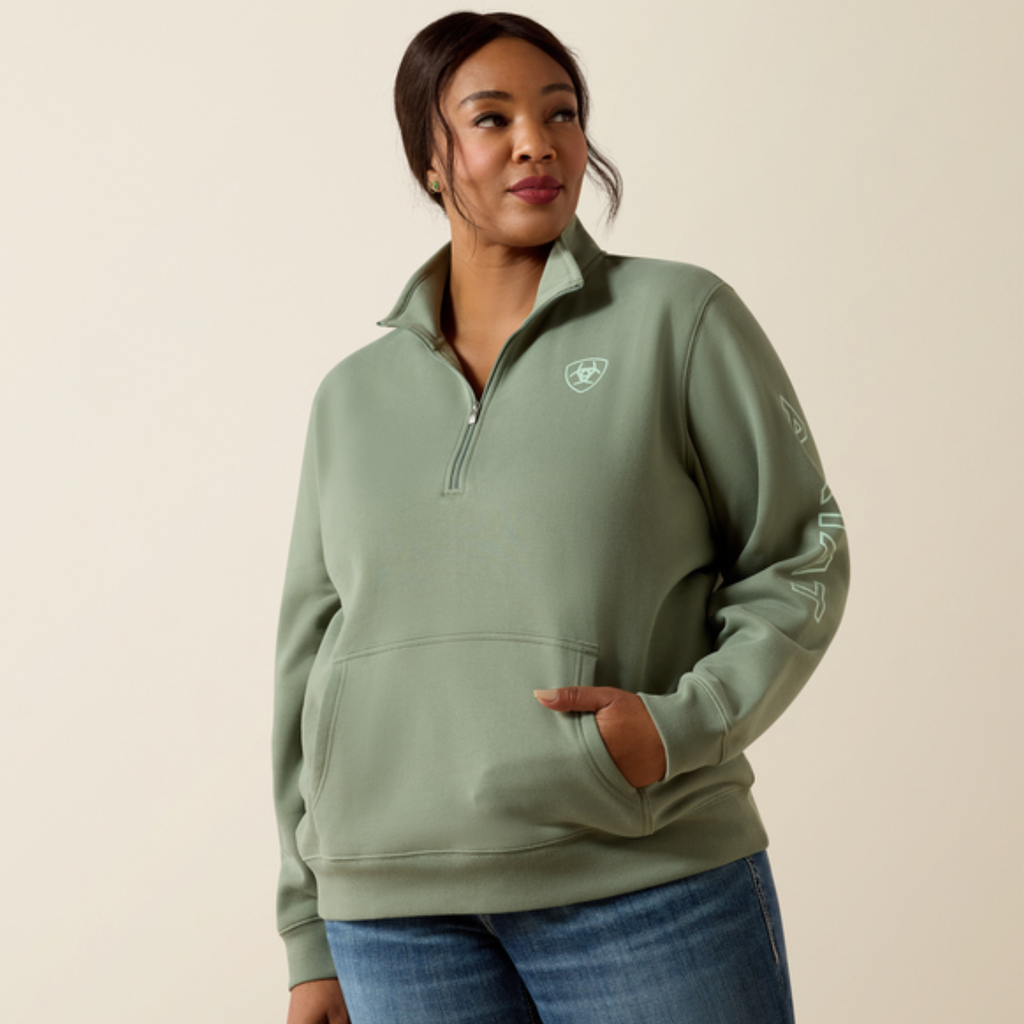 Ariat Ladies Logo 1/2 Zip Sweatshirt - Sea Spray