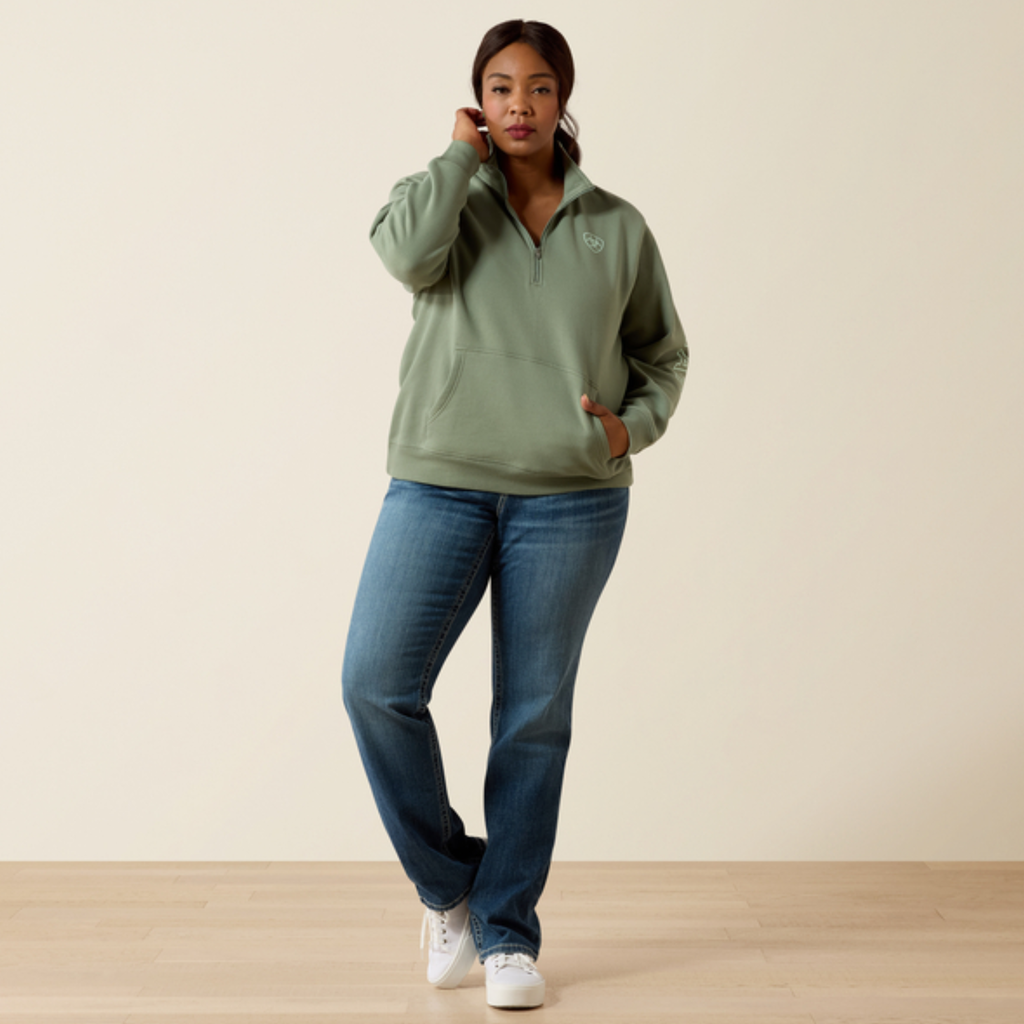 Ariat Ladies Logo 1/2 Zip Sweatshirt - Sea Spray