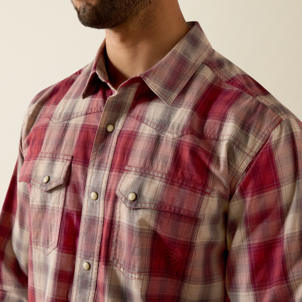 Ariat Mens Retro Hawthorne Shirt - Brick Red Plaid