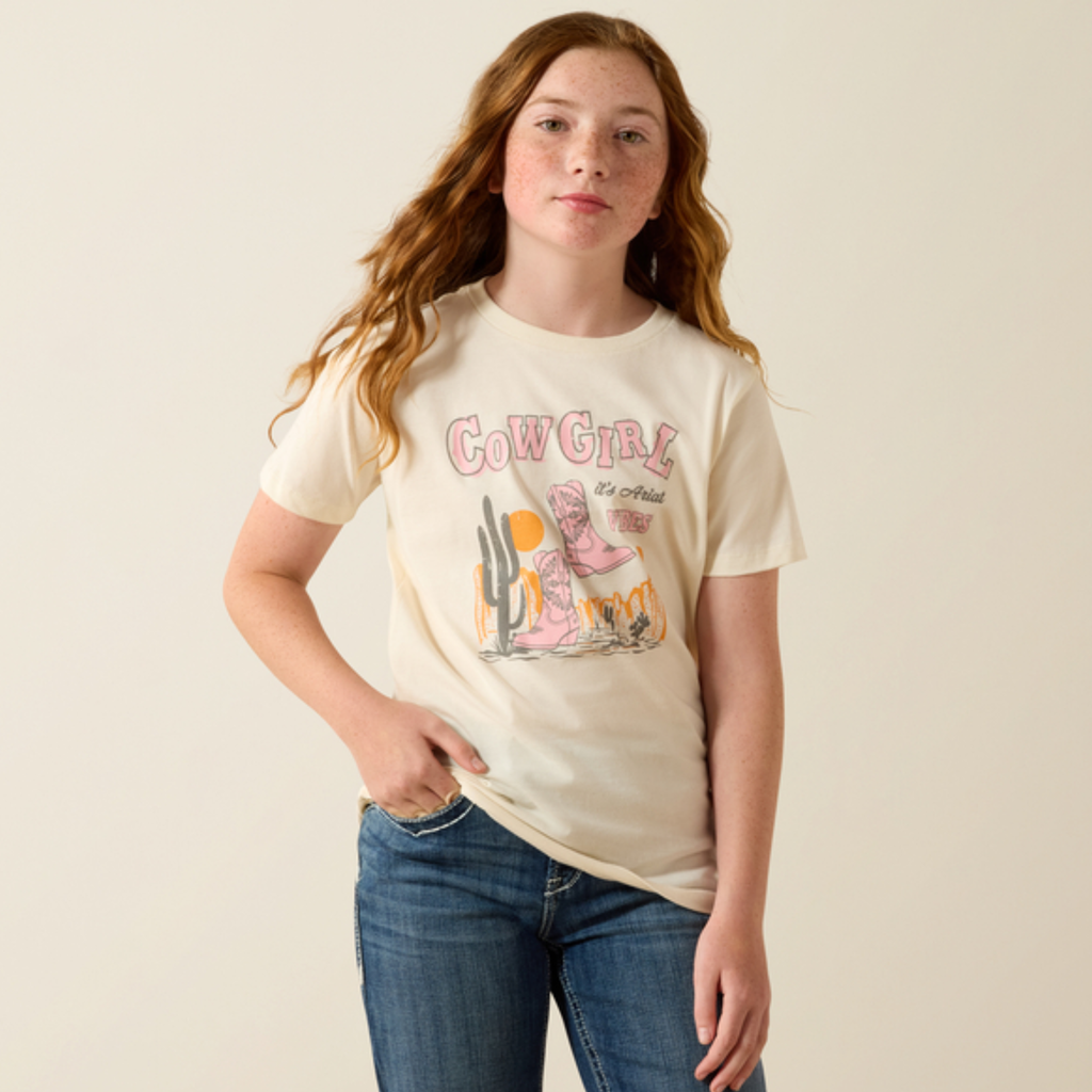 Ariat Girls Cowgirl Vibes Tee - Natural