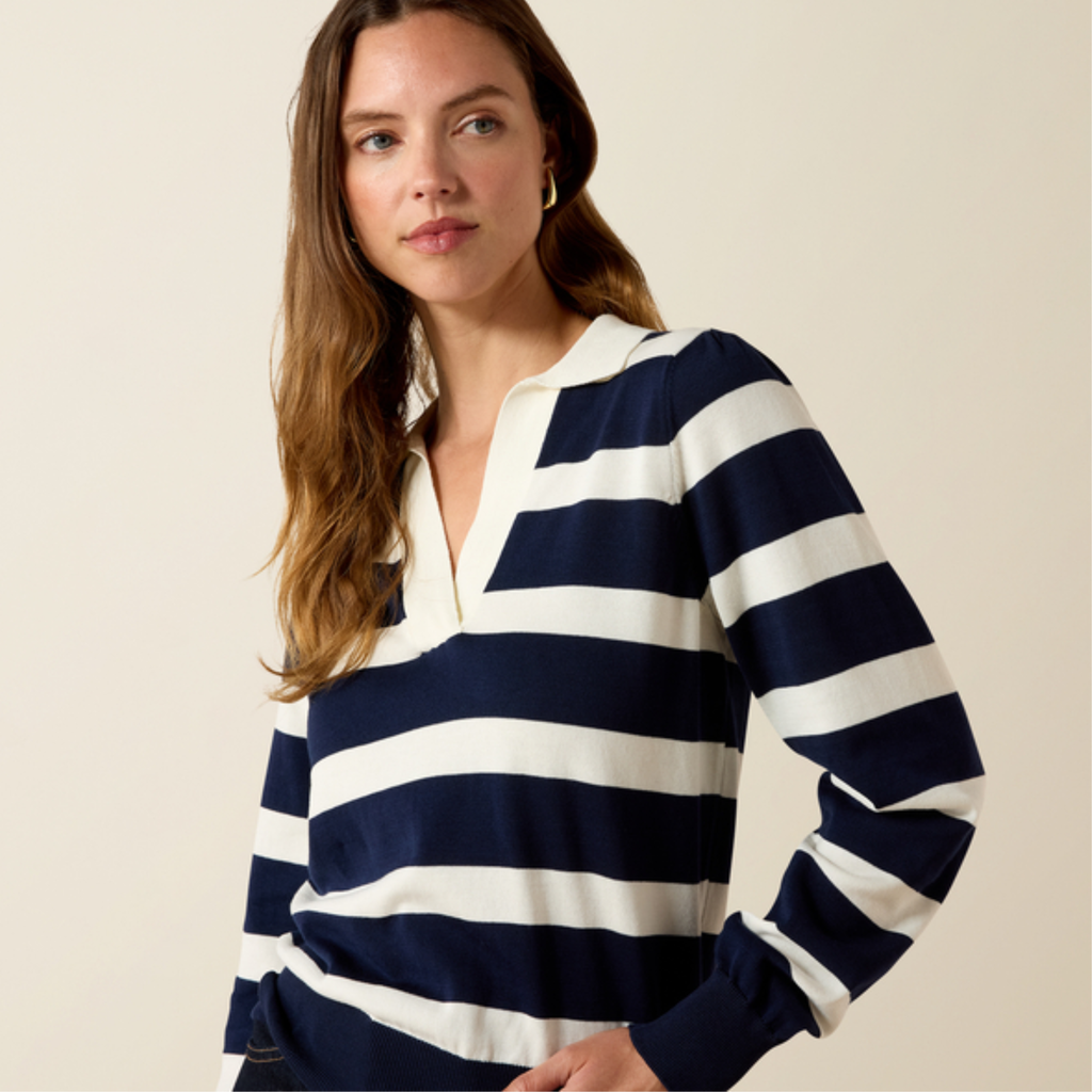 Ariat Ladies Langsett Sweater - Navy Rugby Stripe