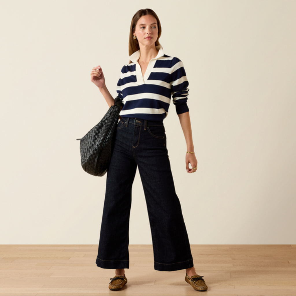 Ariat Ladies Langsett Sweater - Navy Rugby Stripe