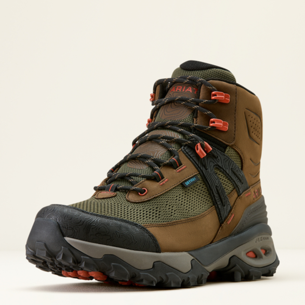 Ariat Mens Traverse Mid H2O Boot - Brown Bark/Evergreen