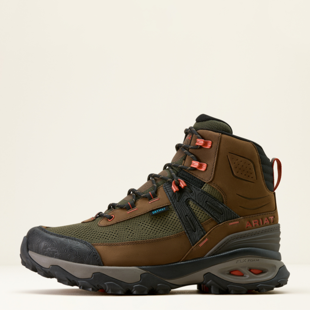 Ariat Mens Traverse Mid H2O Boot - Brown Bark/Evergreen