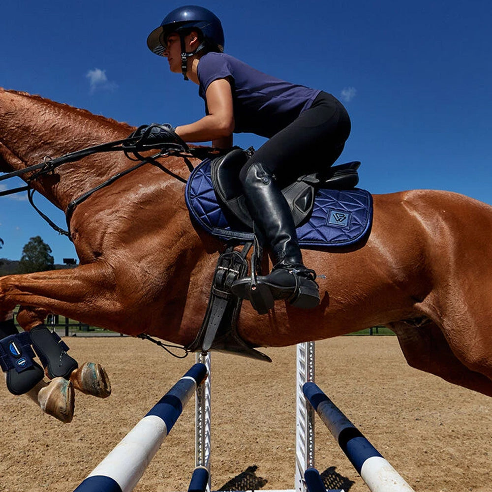 Weatherbeeta Satin Luxe Air-Tec Euro Jump Shaped Saddle Pad - Navy