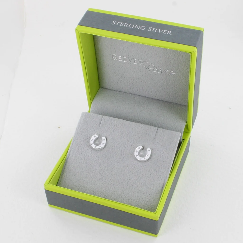 Reeves and Reeves Pave Horseshoe Stud Earrings