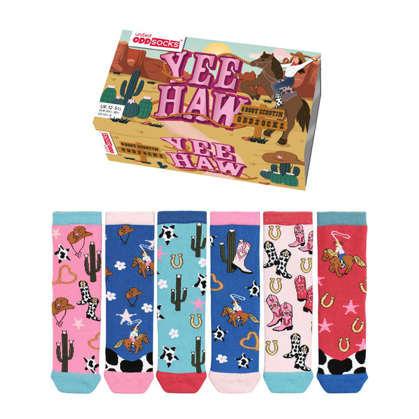 Sock Academy Childs Yee Haw Odd Socks Gift Box - 6 Pack
