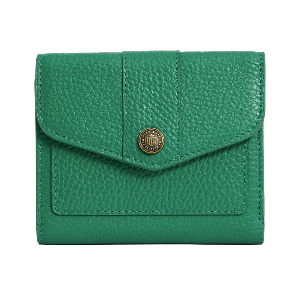 Fairfax and Favor Langford Button Purse - Clover Green Leather